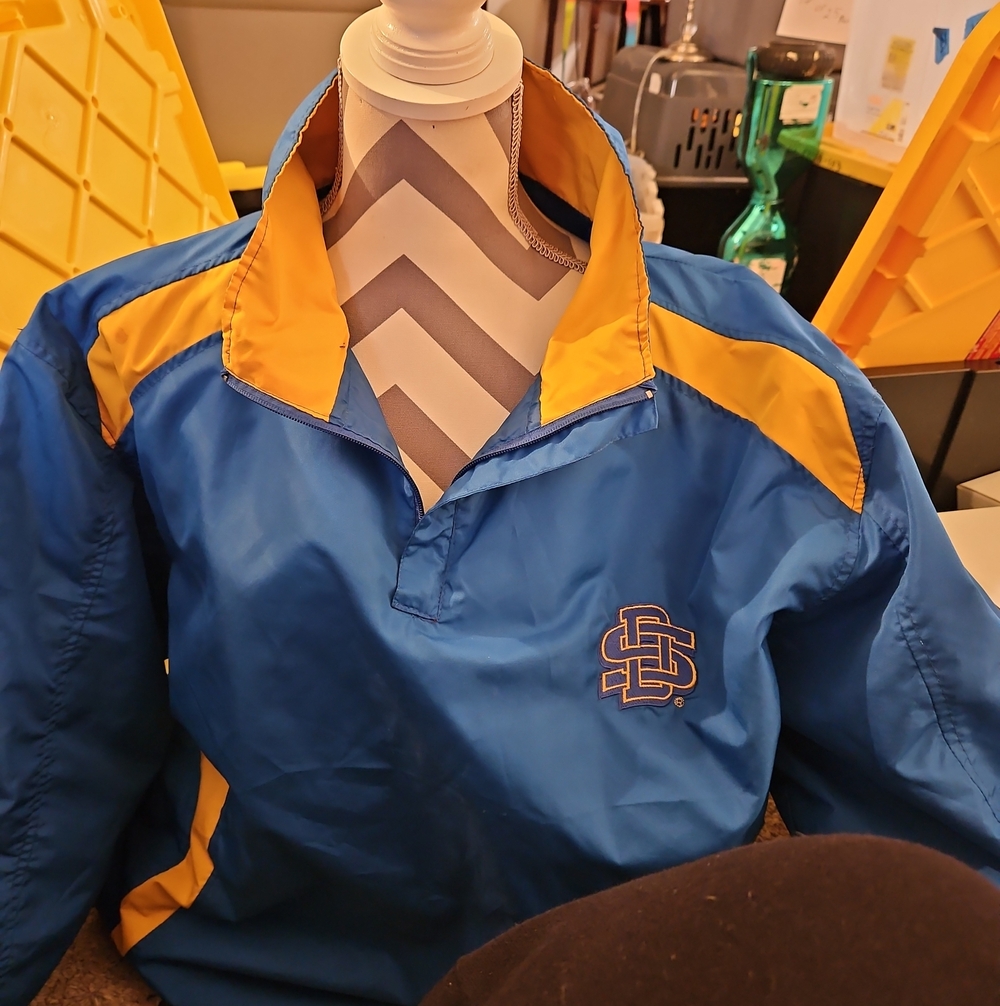 NCAA Blue and Yellow Men's Pullover Puffer Jacket
